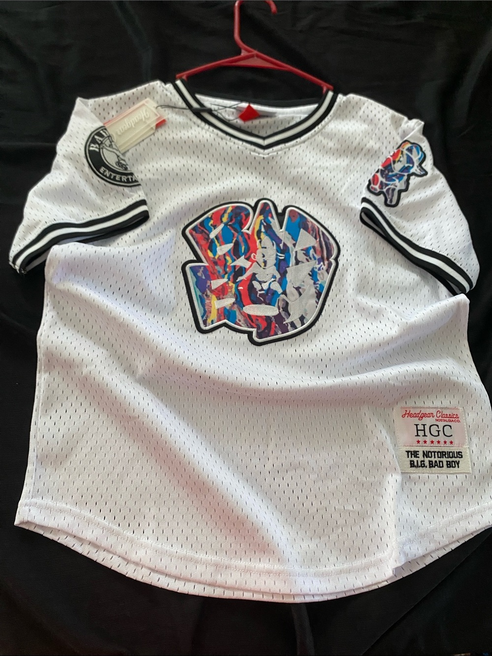 White Kids' Mesh Jersey with Colorful Graphic Patch